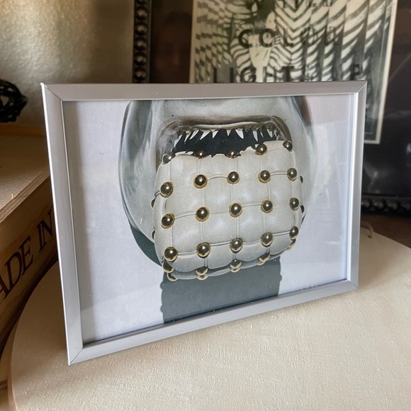 Silver framed designer handbag shark mouth editorial art 5x7” frame purse - Picture 1 of 8